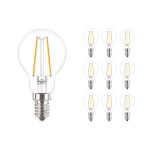 Monipakkaus 10x Philips Corepro LED Lustre E14 Pallo Filament Kirkas 2W 250lm - 827 Erittäin Lämmin Valkoinen | Korvaa 25W